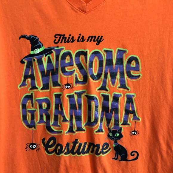 Unbranded Halloween Tee-Shirt Orange with Black Sparkly Lettering Women's Sz Lrg - Picture 3 of 8